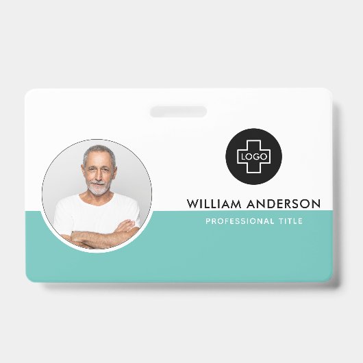Aangepaste werknemersfoto, streepjescode, logo, na badge (Voorzijde)