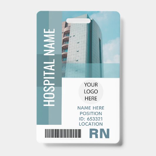 Aangepaste werknemersfoto, streepjescode, Logo, na Badge (Voorkant)