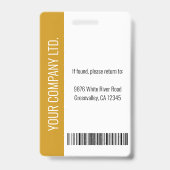Aangepaste Werknemersfoto, Streepjescode, Logo, Na Badge (Achterkant)
