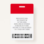 Aangepaste werknemersfoto, streepjescode, Logo, na Badge (Achterkant)