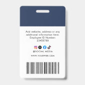 Aangepaste werknemersfoto, streepjescode, Logo, na Badge (Achterkant)