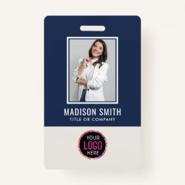 Aangepaste werknemersfoto, streepjescode, Logo, na Badge