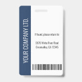 Aangepaste werknemersfoto, streepjescode, Logo, na Badge (Back)