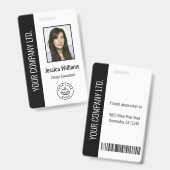 Aangepaste werknemersfoto, streepjescode, Logo, na Badge (Voor- en achterkant)