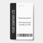 Aangepaste werknemersfoto, streepjescode, Logo, na Badge (Achterkant)