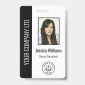 Aangepaste werknemersfoto, streepjescode, Logo, na Badge (Voorzijde)