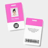 Aangepaste werknemersfoto, streepjescode, Logo, na Badge (Voor- en achterkant)