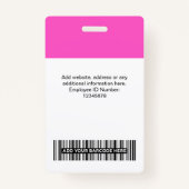 Aangepaste werknemersfoto, streepjescode, Logo, na Badge (Achterkant)