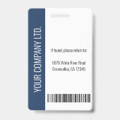 Aangepaste werknemersfoto, streepjescode, logo, na badge (Achterkant)