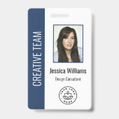 Aangepaste werknemersfoto, streepjescode, logo, na badge (Voorzijde)
