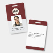 Aangepaste werknemersfoto, streepjescode, Logo, na Badge (Voor- en achterkant)