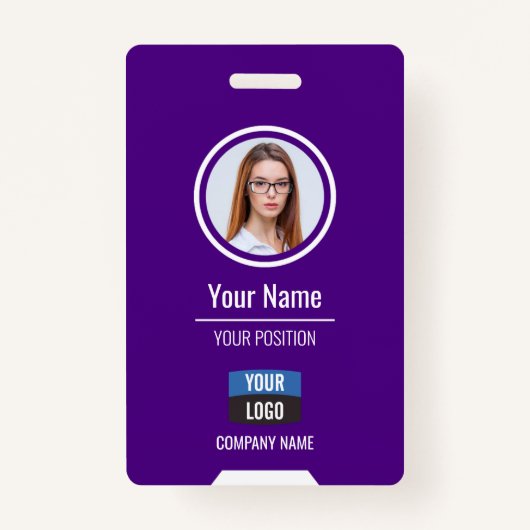 Aangepaste werknemersfoto, streepjescode, Logo, na Badge (Voorkant)