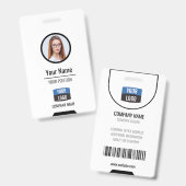 Aangepaste werknemersfoto, streepjescode, Logo, na Badge (Voor- en achterkant)