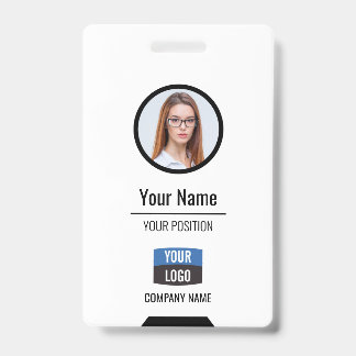 Aangepaste werknemersfoto, streepjescode, Logo, na Badge