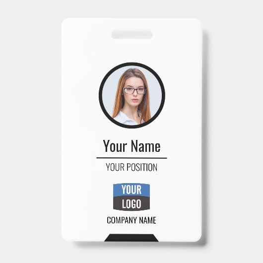 Aangepaste werknemersfoto, streepjescode, Logo, na Badge (Voorzijde)