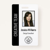 Aangepaste werknemersfoto, streepjescode, Logo, na Badge (Voorkant)