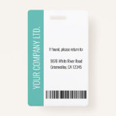 Aangepaste werknemersfoto, streepjescode, Logo, na Badge (Achterkant)