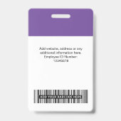 Aangepaste werknemersfoto, streepjescode, Logo, na Badge (Achterkant)
