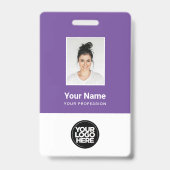 Aangepaste werknemersfoto, streepjescode, Logo, na Badge (Voorkant)