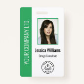 Aangepaste werknemersfoto, streepjescode, Logo, na Badge (Voorkant)