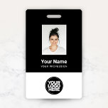Aangepaste werknemersfoto, streepjescode, Logo, na Badge<br><div class="desc">Pas deze zwarte en witte badge voor de Naam van de werknemer van de Douane eenvoudig aan met Foto, de Code van de Bar van het Scannen en bedrijfscode. Een eenvoudig bedrijfsontwerp in zwart-wit standaardkleuren die volledig aanpasbaar zijn voor- en achterformaten, sans-serif basislettertypen en moderne lettertypen en een professionele en...</div>