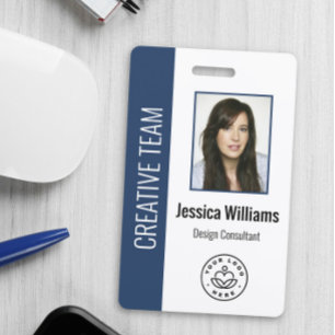 Aangepaste werknemersfoto, streepjescode, logo, na badge