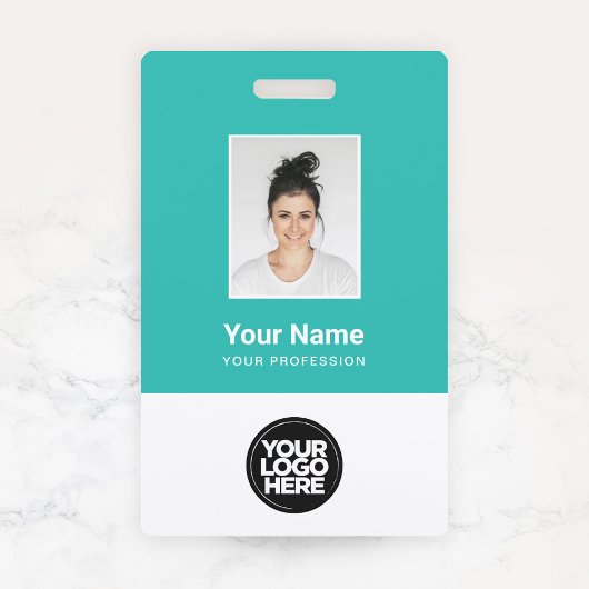 Aangepaste werknemersfoto, streepjescode, Logo, na Badge