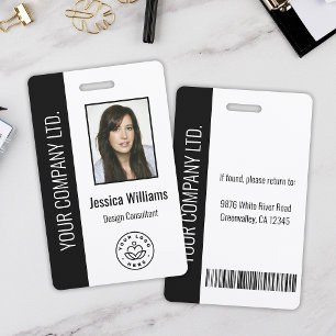 Aangepaste werknemersfoto, streepjescode, Logo, na Badge