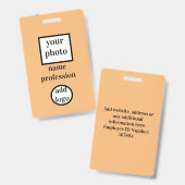 aangepaste werknemersfoto, streepjescode, logo, na badge (Voor- en achterkant)