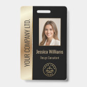 Aangepaste werknemersfoto, streepjescode, logo, na badge (Voorzijde)