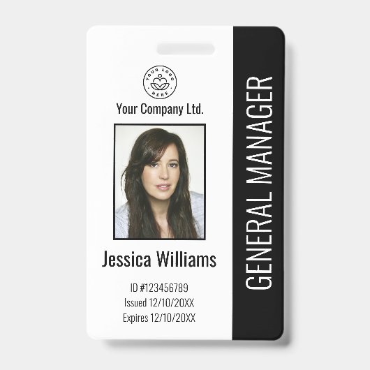 Aangepaste werknemersfoto, streepjescode, logo, na badge (Voorzijde)