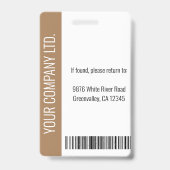 Aangepaste werknemersfoto, streepjescode, Logo, na Badge (Back)