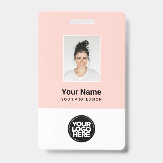 Aangepaste werknemersfoto, streepjescode, Logo, na Badge (Voorkant)