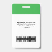 Aangepaste Werknemersfoto, Streepjescode, Logo, Na Badge (Achterkant)