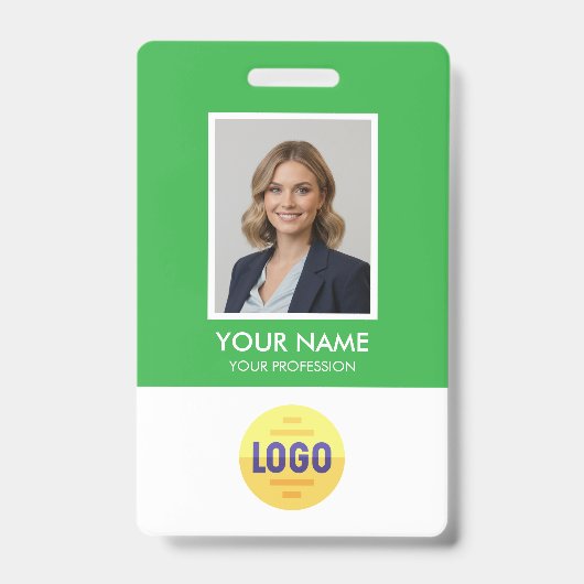 Aangepaste Werknemersfoto, Streepjescode, Logo, Na Badge (Voorzijde)