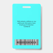 Aangepaste werknemersfoto, streepjescode, Logo, na Badge (Achterkant)