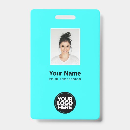 Aangepaste werknemersfoto, streepjescode, Logo, na Badge (Voorzijde)