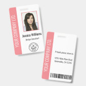 Aangepaste werknemersfoto, streepjescode, Logo, na Badge (Front & Back)