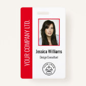 Aangepaste werknemersfoto, streepjescode, Logo, na Badge (Voorkant)