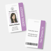 Aangepaste werknemersfoto, streepjescode, Logo, na Badge (Front & Back)