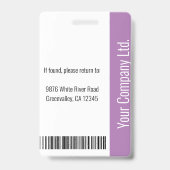 Aangepaste werknemersfoto, streepjescode, Logo, na Badge (Back)