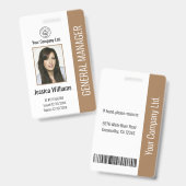 Aangepaste werknemersfoto, streepjescode, Logo, na Badge (Front & Back)
