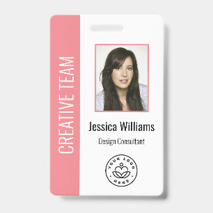 Aangepaste werknemersfoto, streepjescode, Logo, na Badge