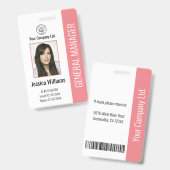 Aangepaste werknemersfoto, streepjescode, Logo, na Badge (Front & Back)