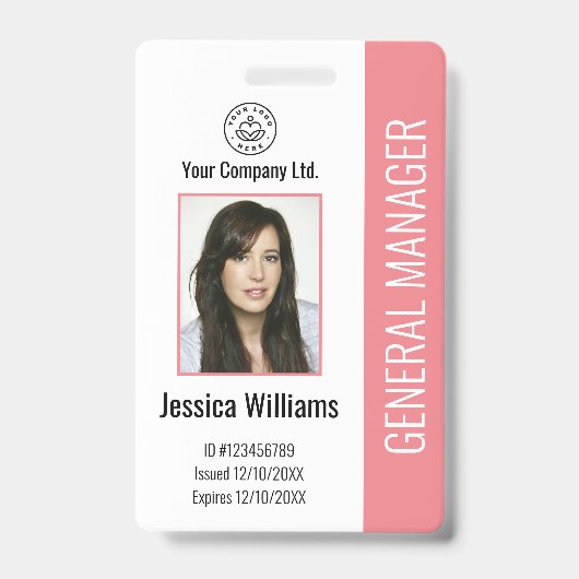 Aangepaste werknemersfoto, streepjescode, Logo, na Badge (Front)