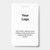 aangepaste werknemersfoto, streepjescode, logo, na badge (Achterkant)