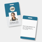 Aangepaste werknemersfoto, streepjescode, Logo, na Badge (Voor- en achterkant)