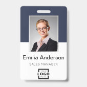 Aangepaste werknemersfoto, streepjescode, Logo, na Badge (Front)