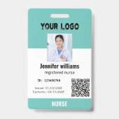 Aangepaste Werknemersfoto, Streepjescode, Logo, Te Badge (Voorzijde)