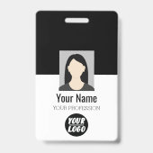 Aangepaste werknemersfoto, streepjescode, Logo, zw Badge (Voorzijde)